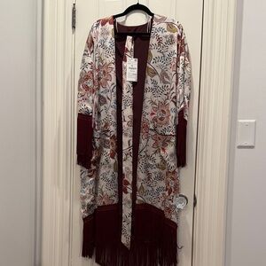 Zara Floral Kimono with Fringe